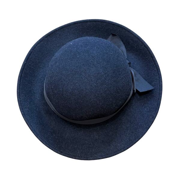 Talbots Ribbon Bow Hat NWT Women\'s One Size Navy Wool Felt Adjustable Dressy main image 4